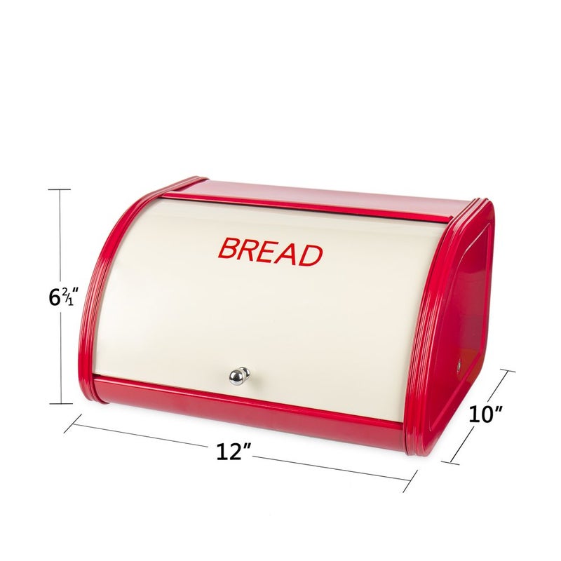 KL X458 Metal Bread Box/Bin/kitchen Storage Containers with Roll Top Lid (red) - Image 2